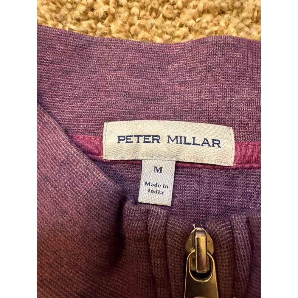 Peter Millar Purple Heathered Quarter Zip Pullover Purple Mens Size Medium